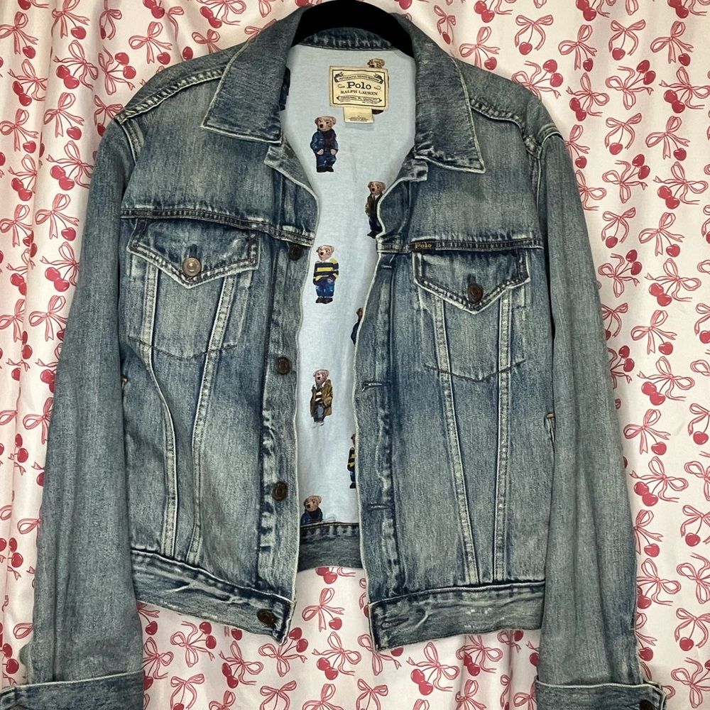 Ralph Lauren Blue Denim Jacket with Bear Print